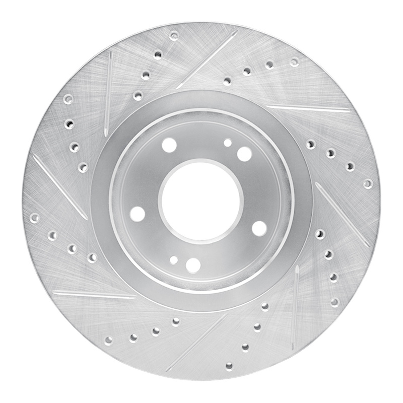 Hyundai AZERA Brake Rotor (1) - Front Right - R1 Concepts - Drilled & Slotted - Silver - `04-`11